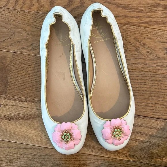Lilly Pulitzer white leather ballet flats. Vintage - Picture 3 of 5